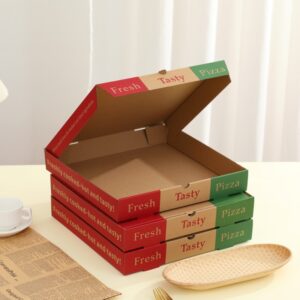 Custom logo printed Brown Kraft Paper Pizza Box Food Packaging (1)