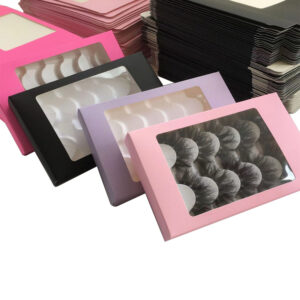 Factory Direct Custom Design Pvc Window Lashbox Nice Gold Foil Logo Eyelash Paper Box Lash Sleeve Packaging Box (1)