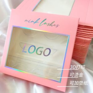 Factory Direct Custom Design Pvc Window Lashbox Nice Gold Foil Logo Eyelash Paper Box Lash Sleeve Packaging Box (17)