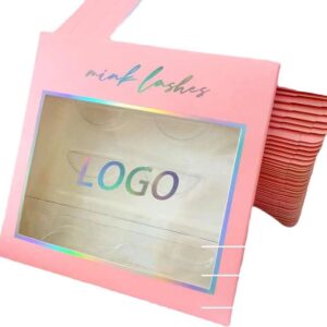 Factory Direct Custom Design Pvc Window Lashbox Nice Gold Foil Logo Eyelash Paper Box Lash Sleeve Packaging Box (2)